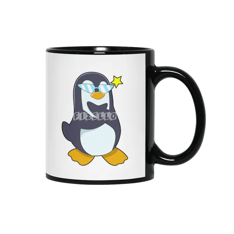 Penguin with Sunglasses Siyah Kupa