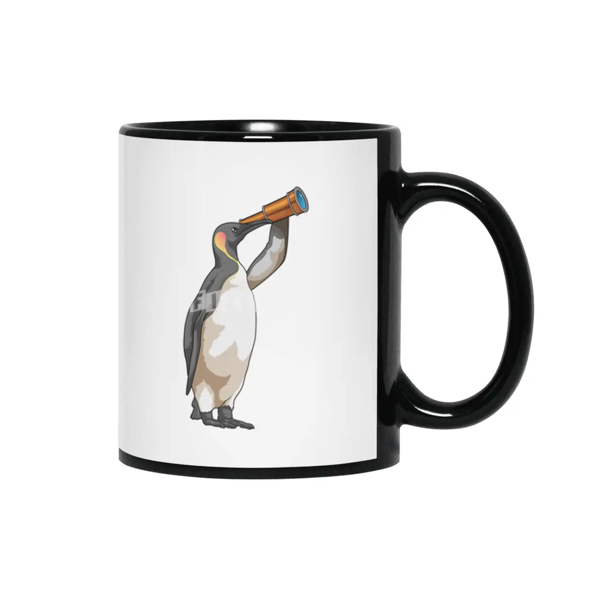 Penguin with Telescope Siyah Kupa