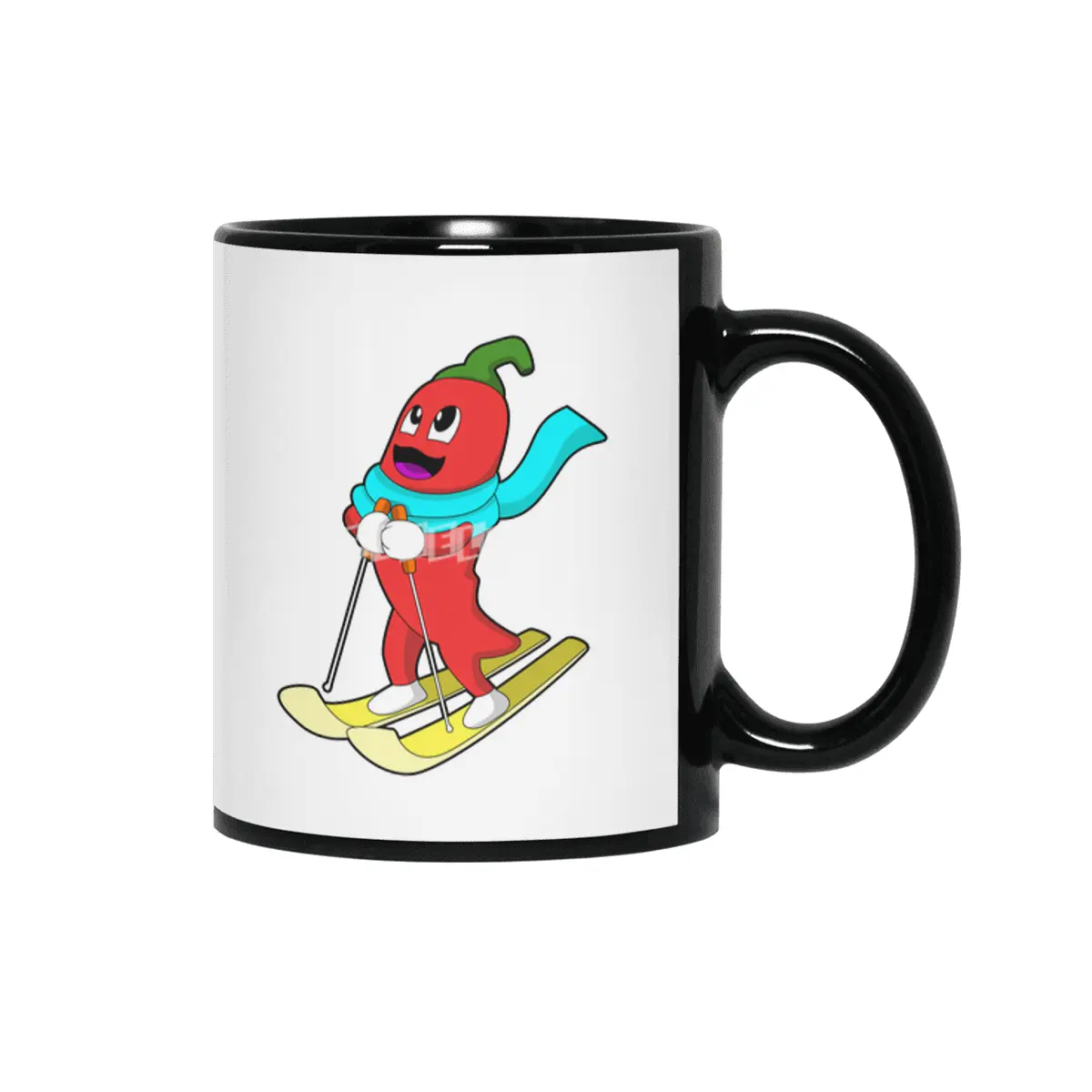 Pepper as Skier with Ski Siyah Kupa