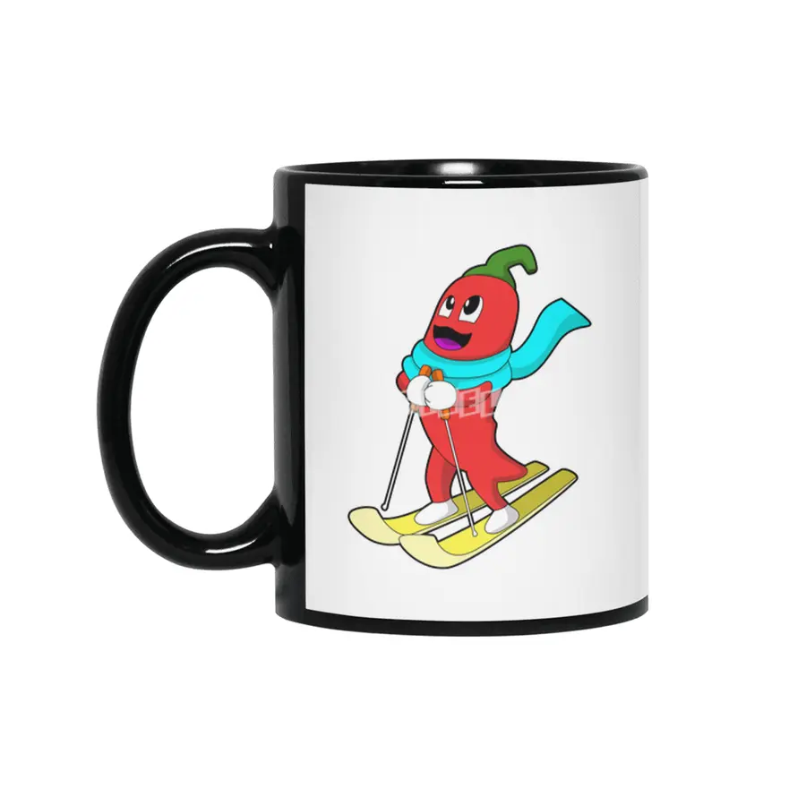 Pepper as Skier with Ski Siyah Kupa
