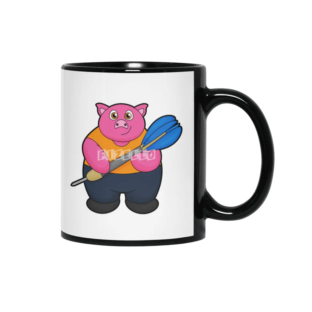 Pig as Dart player with Darts Siyah Kupa