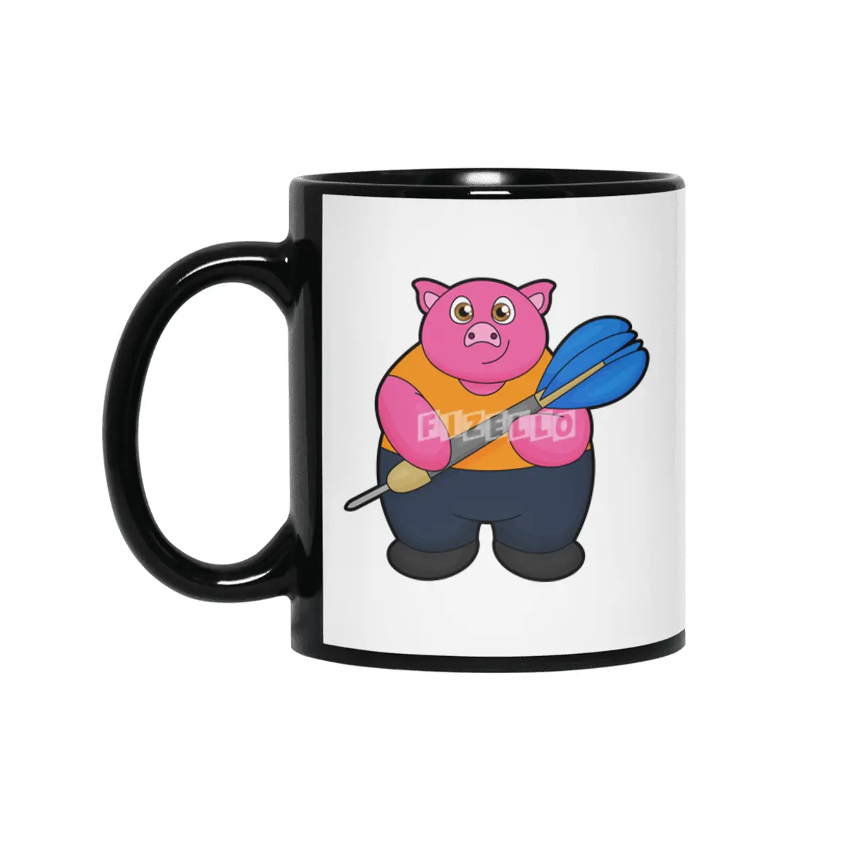 Pig as Dart player with Darts Siyah Kupa