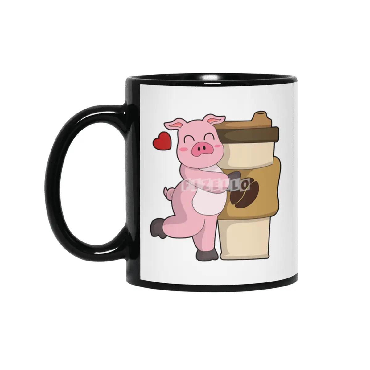 Pig with Coffee to go Siyah Kupa