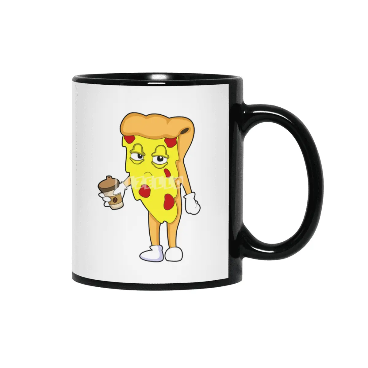 Pizza with Salami Cheese & Coffee Siyah Kupa