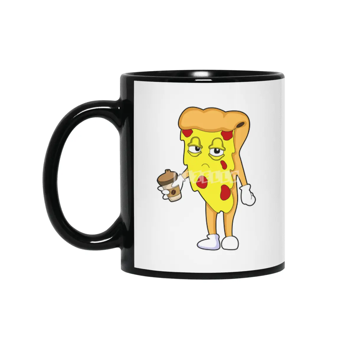 Pizza with Salami Cheese & Coffee Siyah Kupa