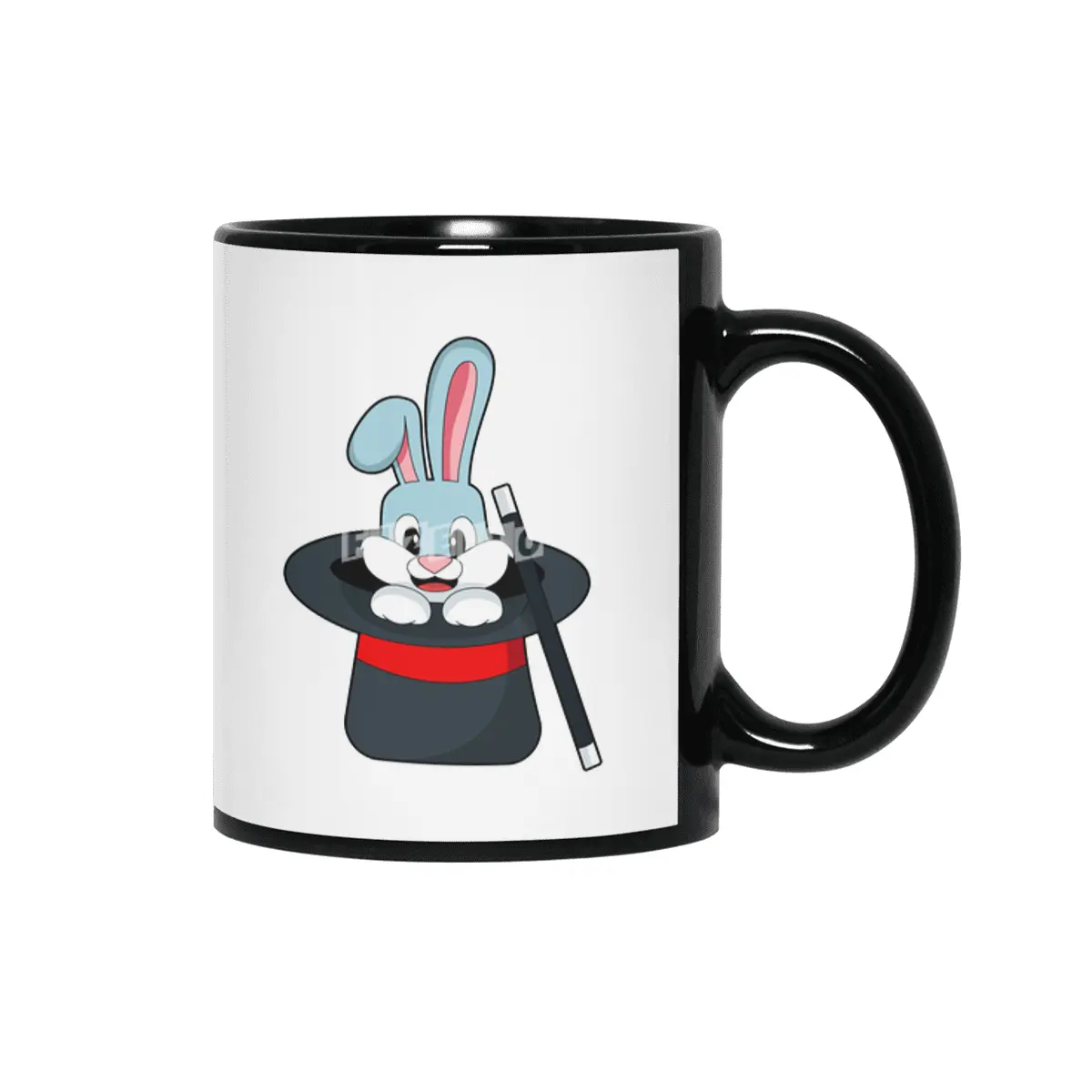 Rabbit at Magic with Wand & Hat Siyah Kupa