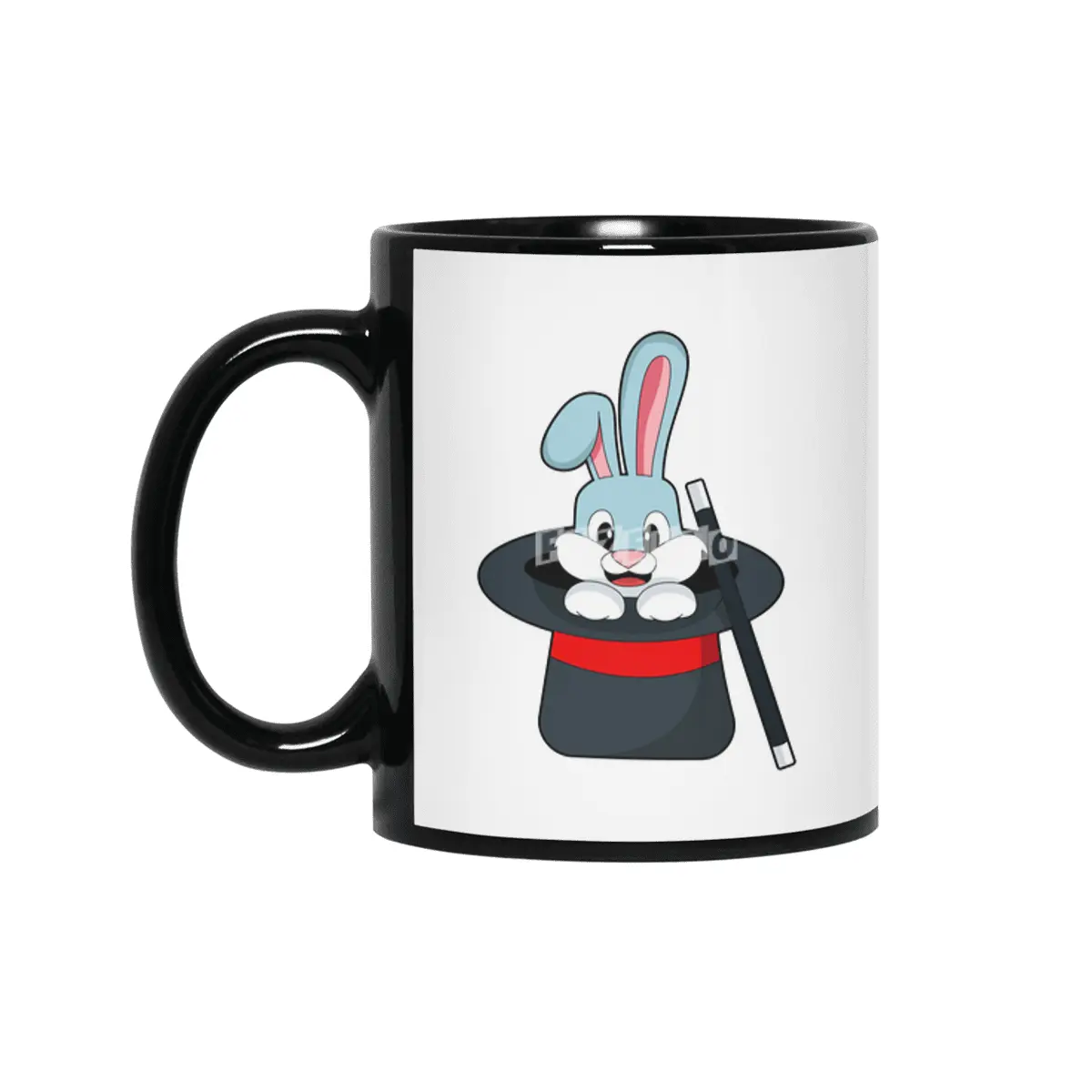 Rabbit at Magic with Wand & Hat Siyah Kupa