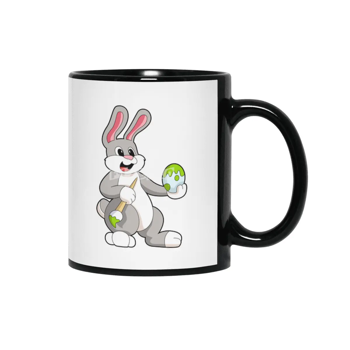 Rabbit at Painting with Egg Siyah Kupa