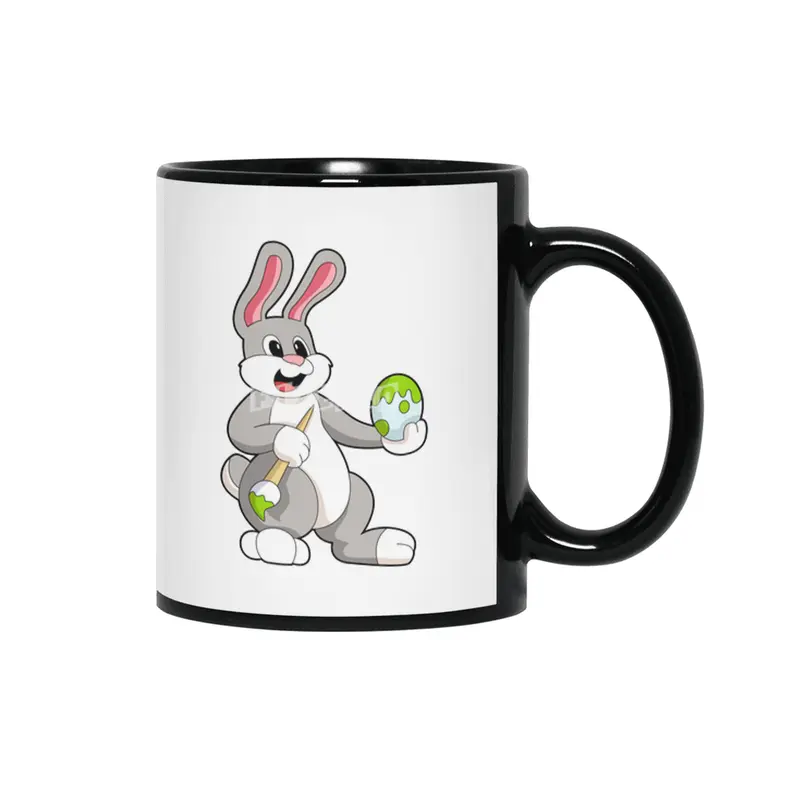 Rabbit at Painting with Egg Siyah Kupa