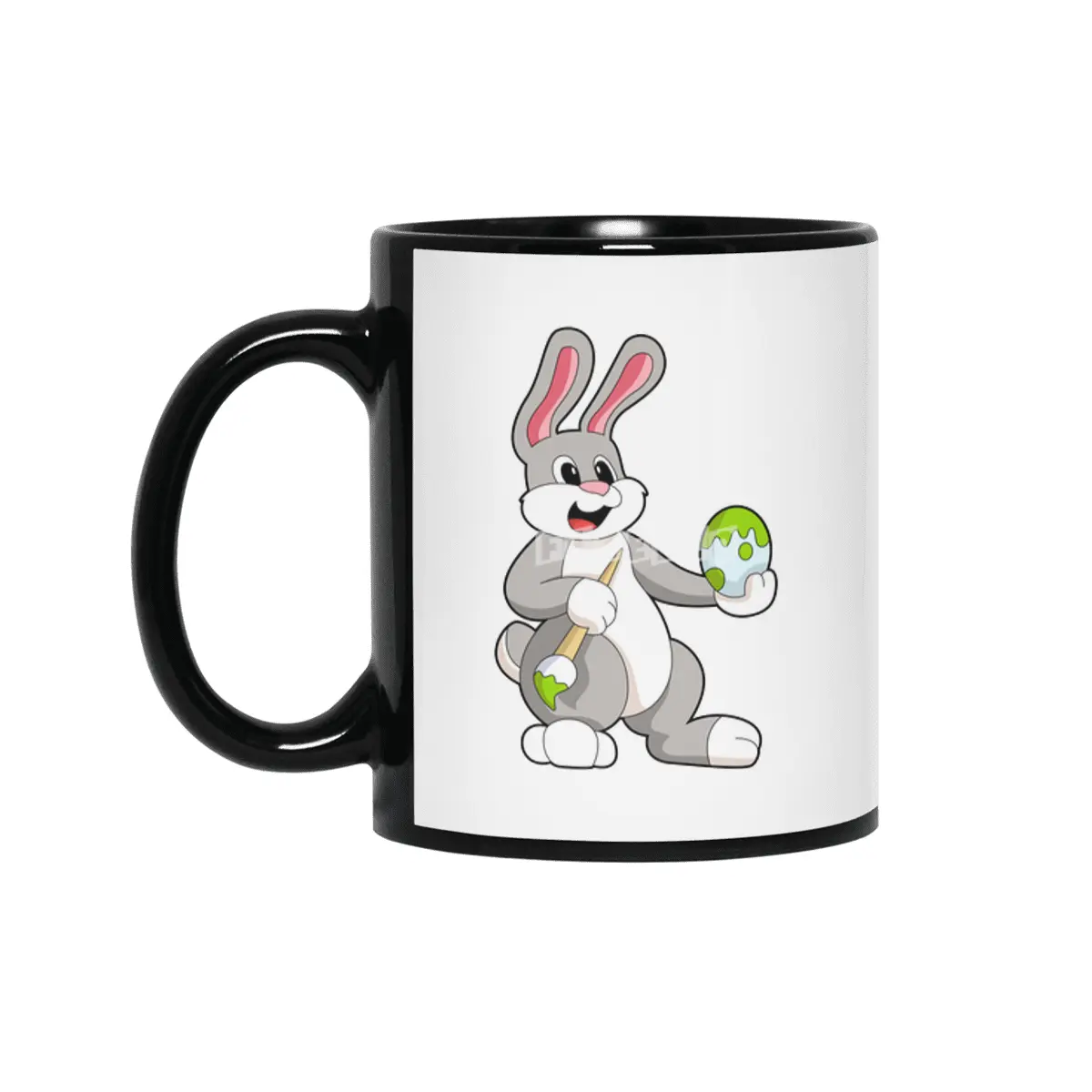 Rabbit at Painting with Egg Siyah Kupa
