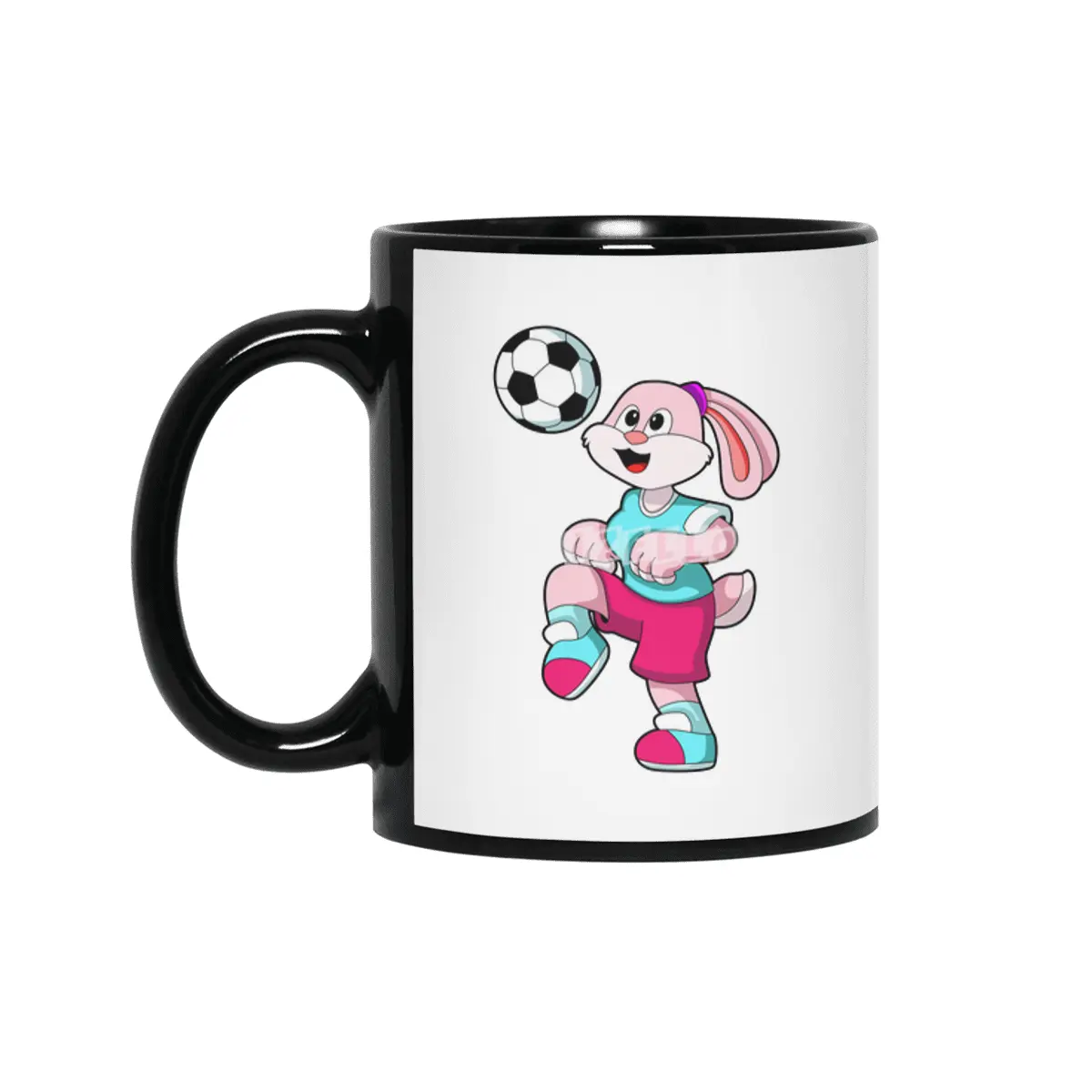 Rabbit at Sports with Soccer Siyah Kupa