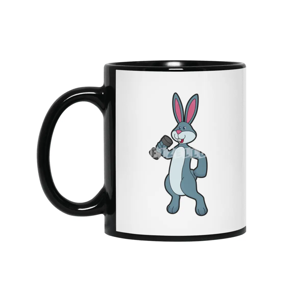 Rabbit at Strength training with Dumbbell Siyah Kupa