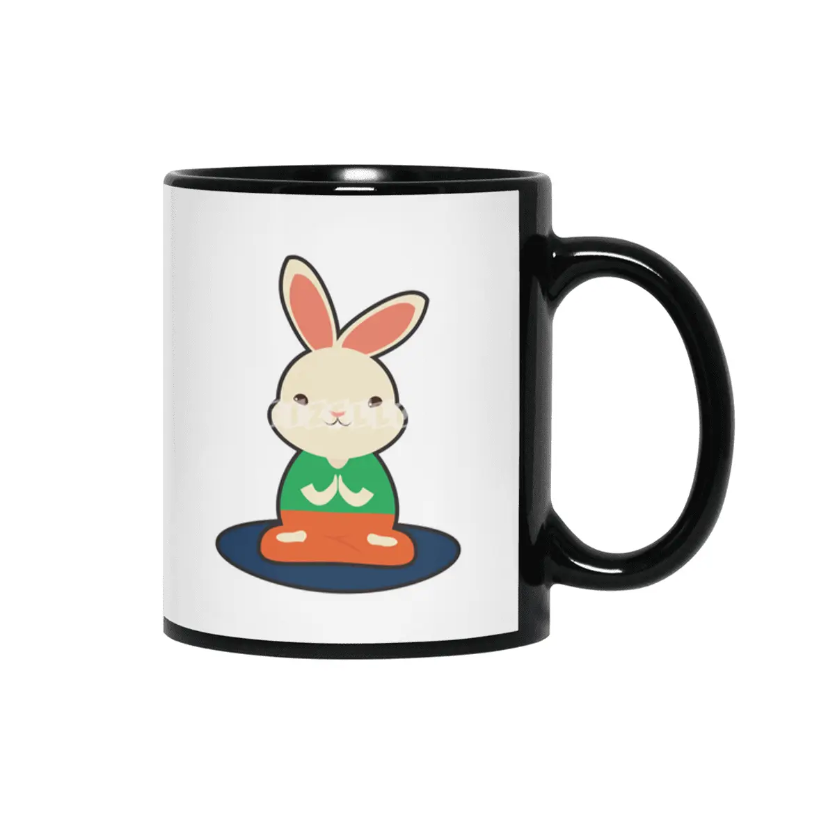 Rabbit at Yoga on Yoga mat Siyah Kupa