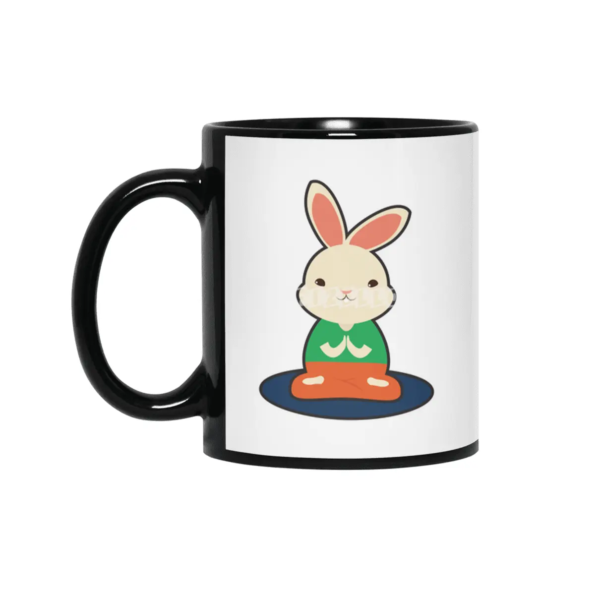 Rabbit at Yoga on Yoga mat Siyah Kupa