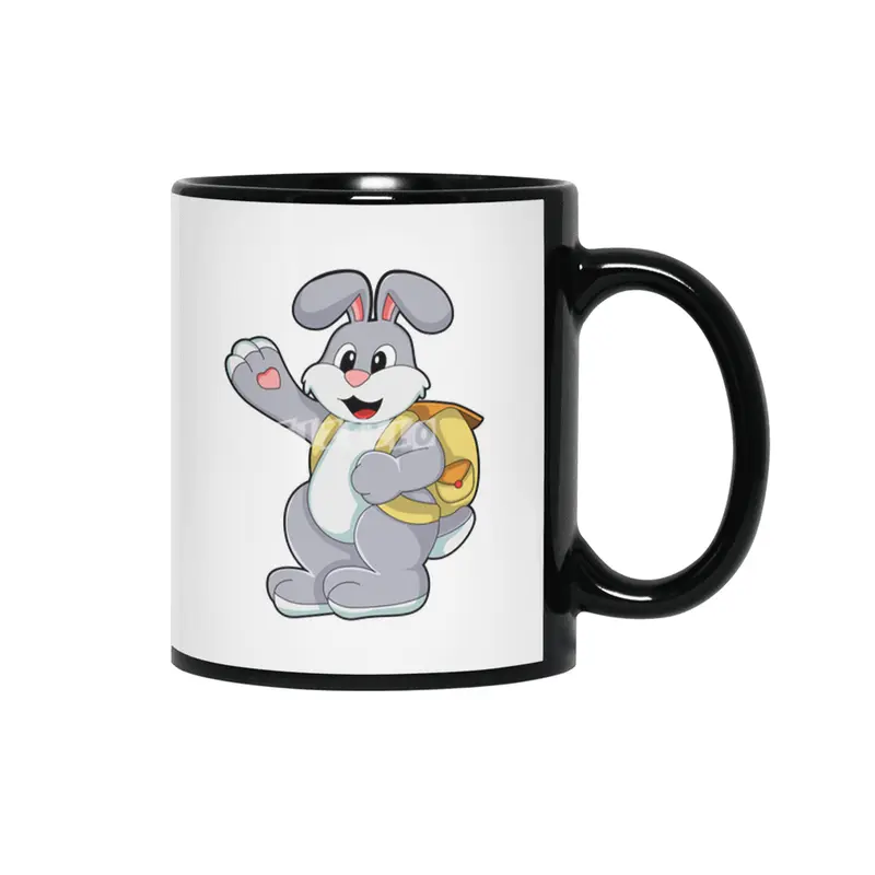 Rabbit with Backpack Siyah Kupa