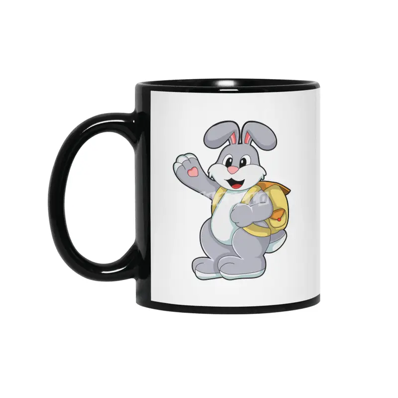 Rabbit with Backpack Siyah Kupa