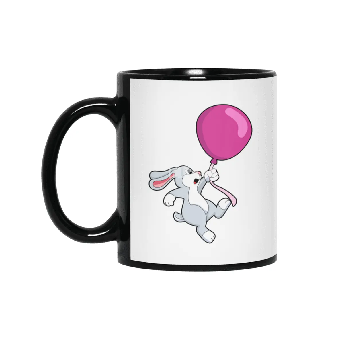 Rabbit with Balloon Siyah Kupa