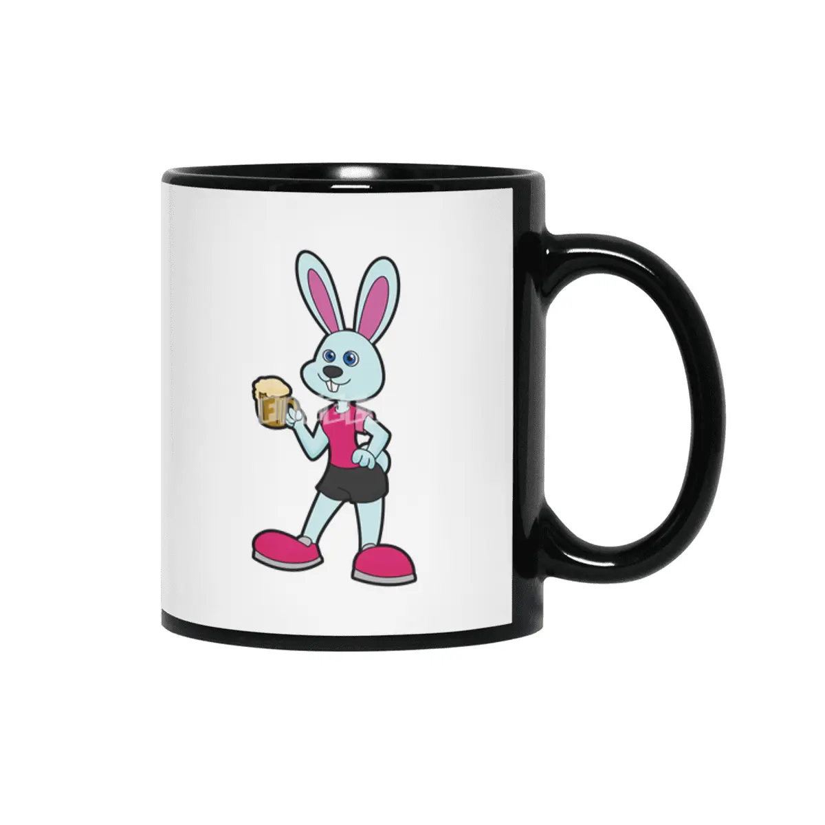 Rabbit with Beer mug Siyah Kupa