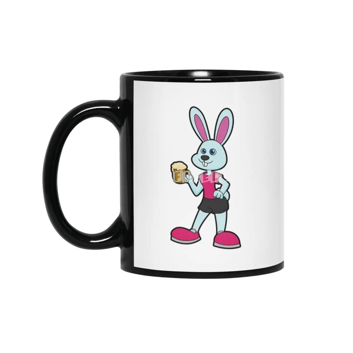Rabbit with Beer mug Siyah Kupa