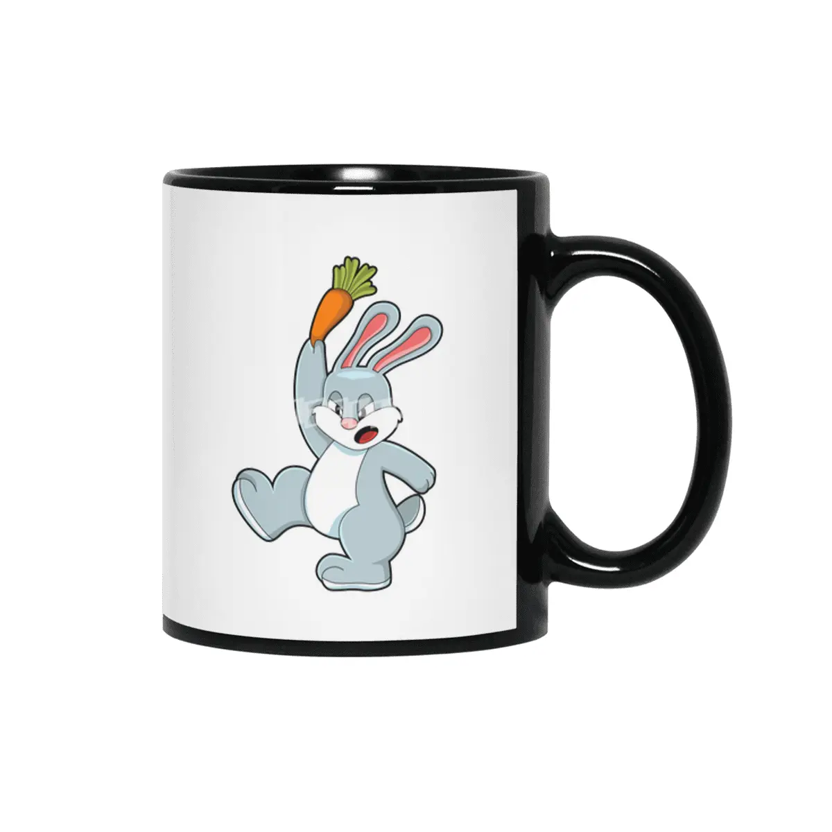 Rabbit with Carrot Siyah Kupa