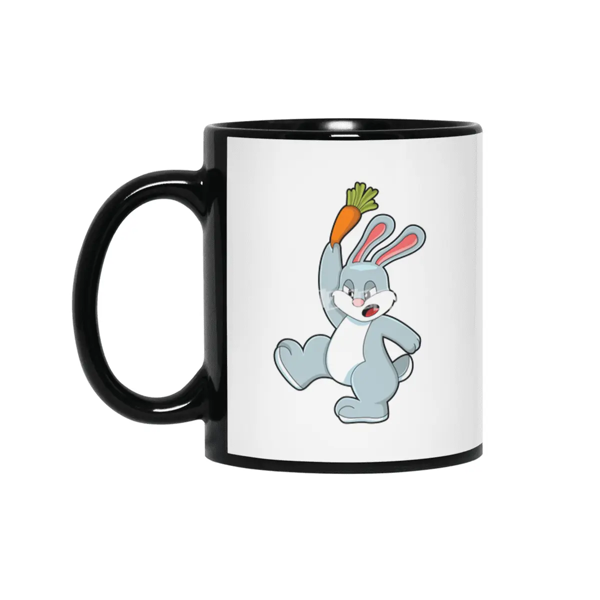 Rabbit with Carrot Siyah Kupa