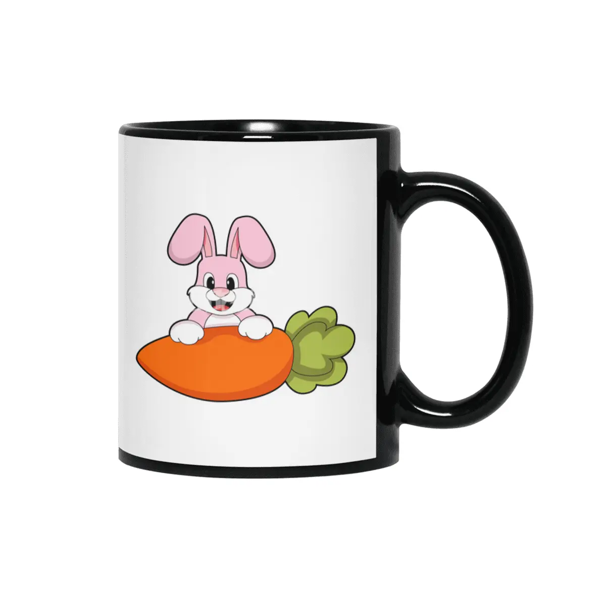 Rabbit with Carrot Siyah Kupa