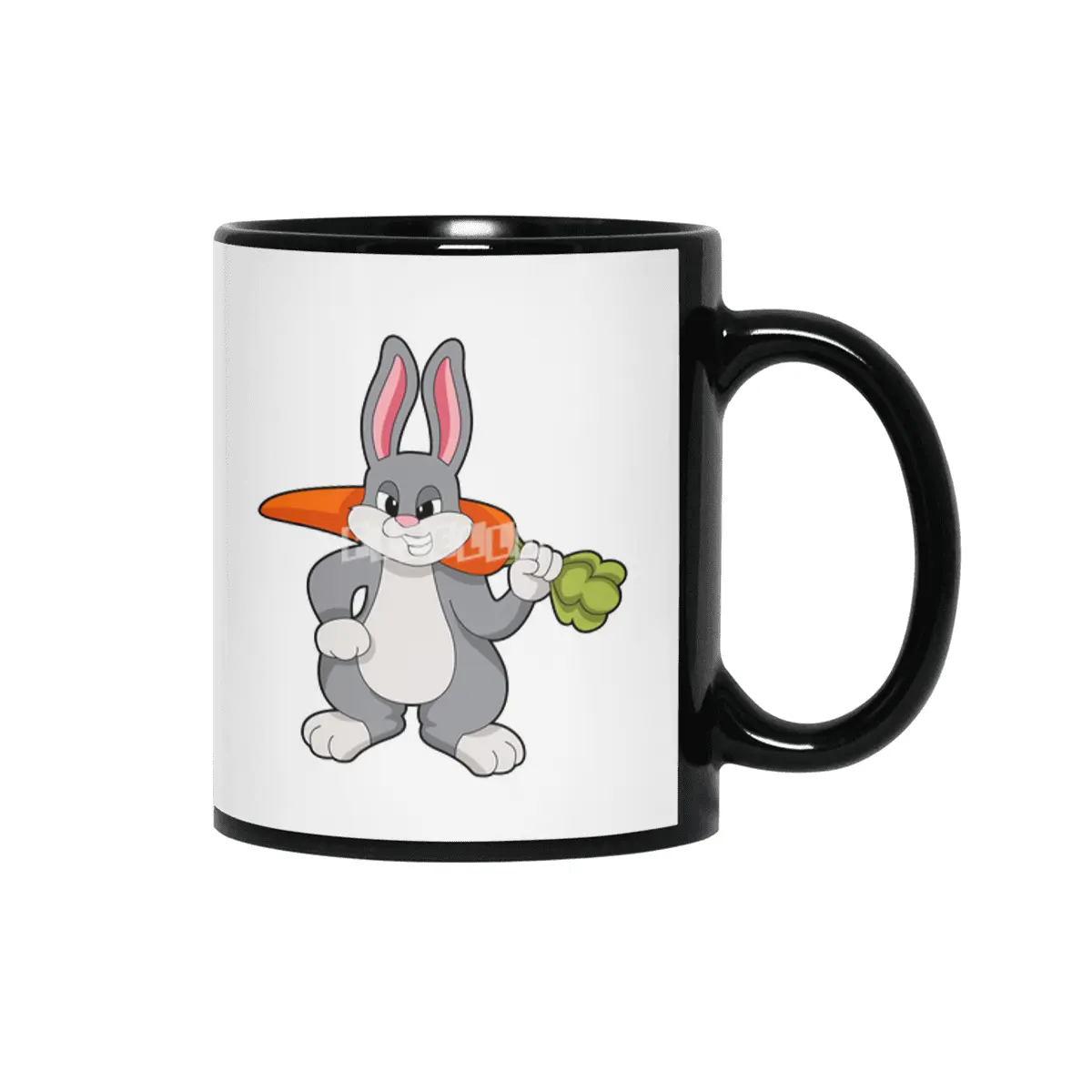Rabbit with Carrot Siyah Kupa