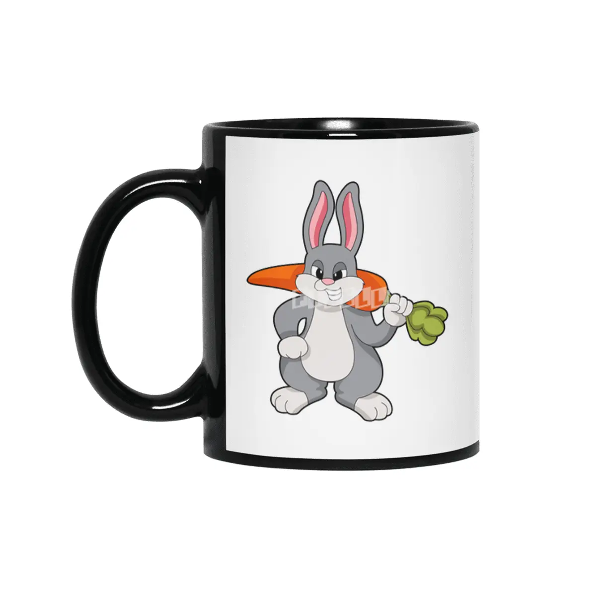Rabbit with Carrot Siyah Kupa