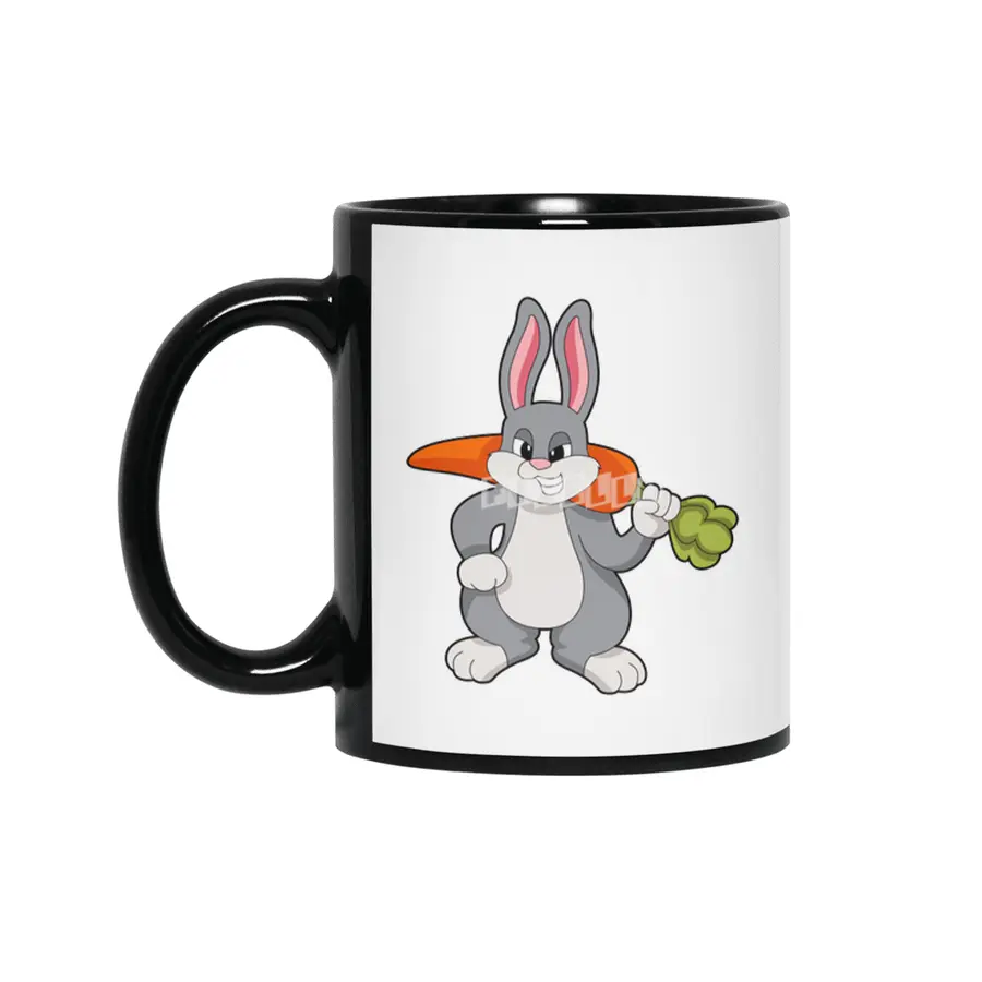 Rabbit with Carrot Siyah Kupa