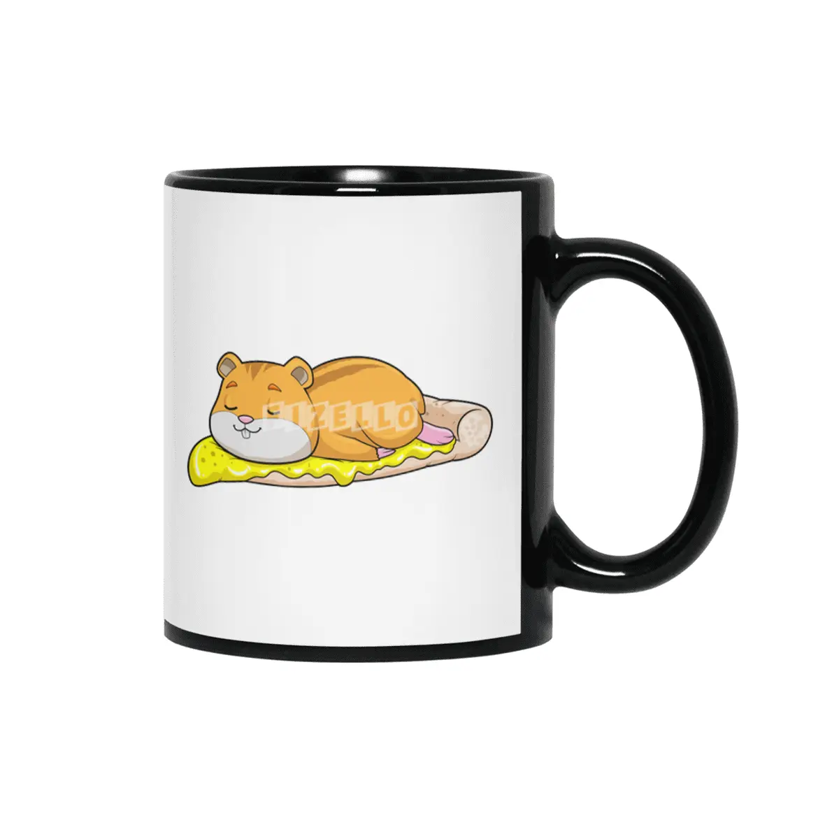 Hamster & Pizza with Cheese Siyah Kupa