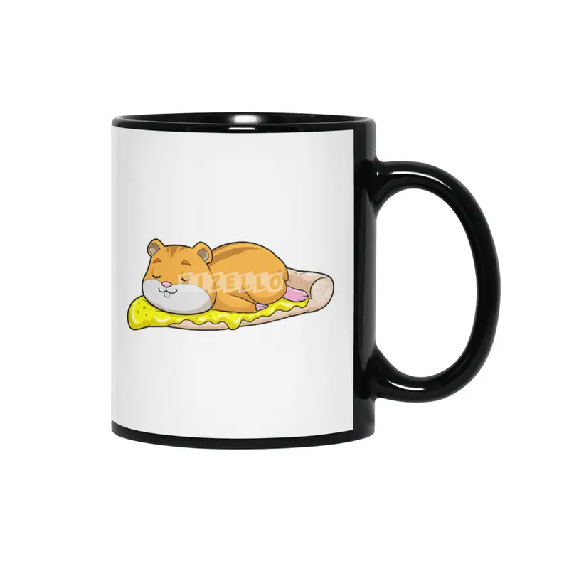 Hamster & Pizza with Cheese Siyah Kupa