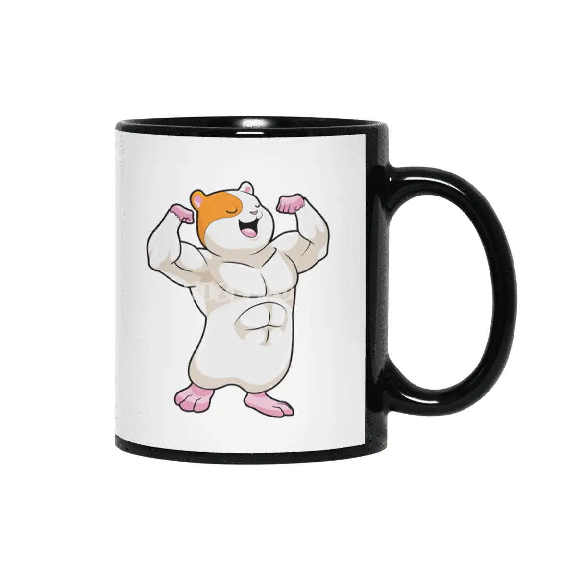 Hamster as Bodybuilder with big Muscles Siyah Kupa