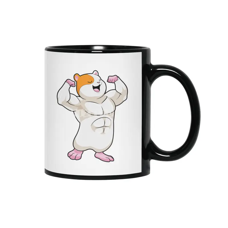 Hamster as Bodybuilder with big Muscles Siyah Kupa