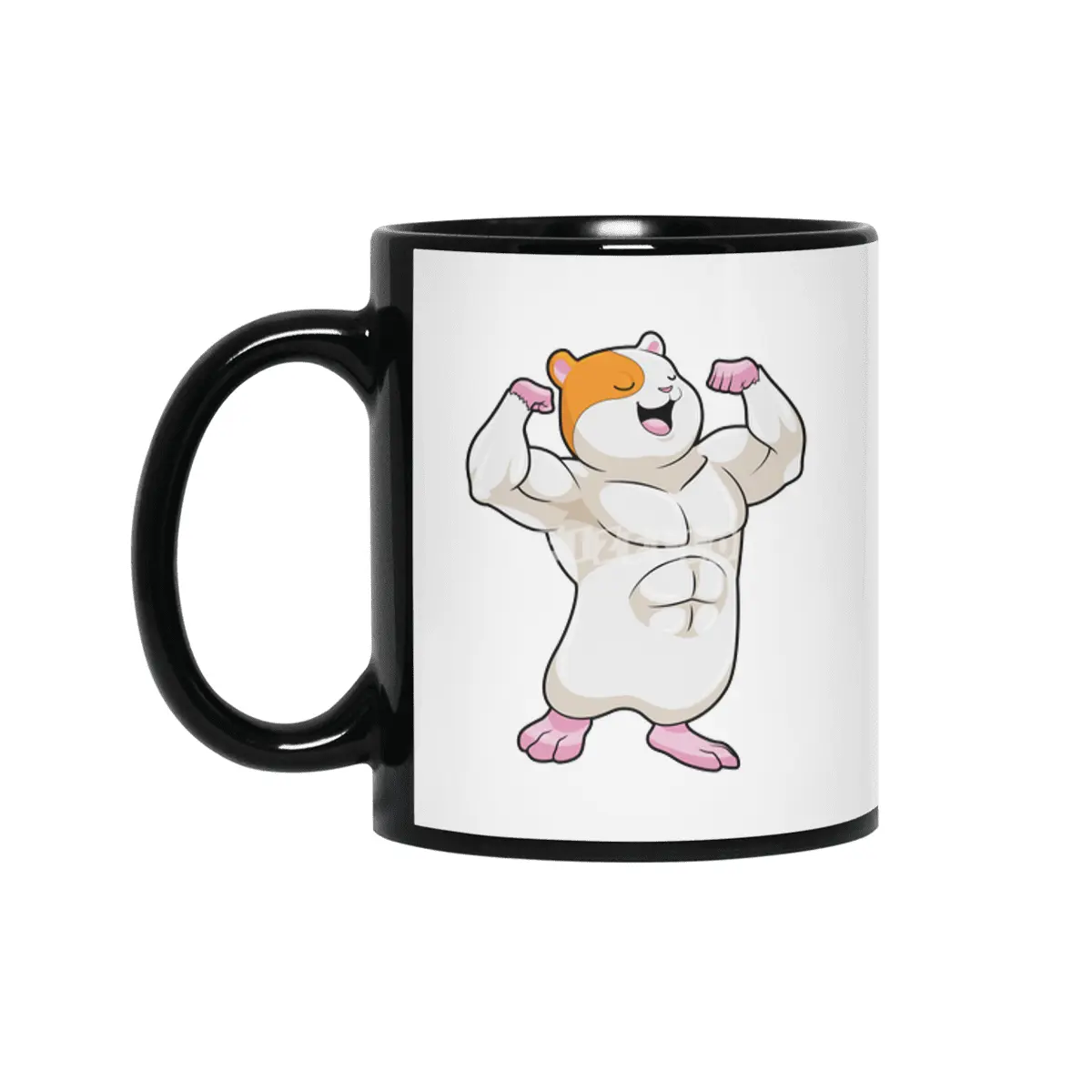 Hamster as Bodybuilder with big Muscles Siyah Kupa