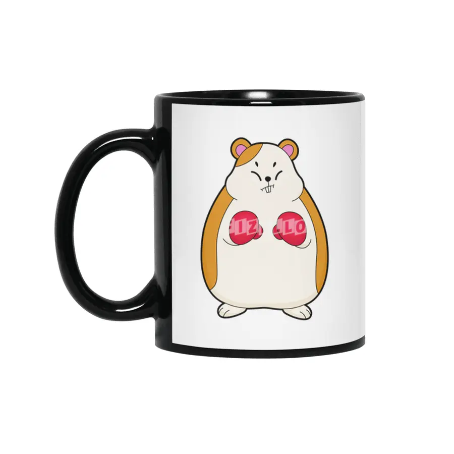 Hamster as Boxer with Boxing gloves Siyah Kupa