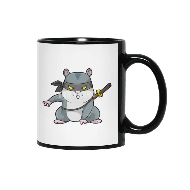 Hamster as Ninja at Martial arts with Sword Siyah Kupa