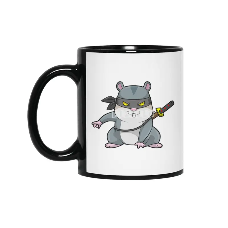 Hamster as Ninja at Martial arts with Sword Siyah Kupa