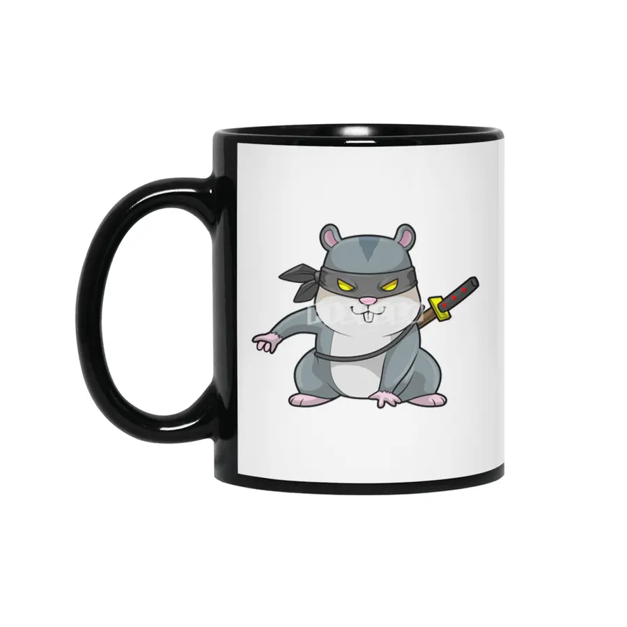 Hamster as Ninja at Martial arts with Sword Siyah Kupa