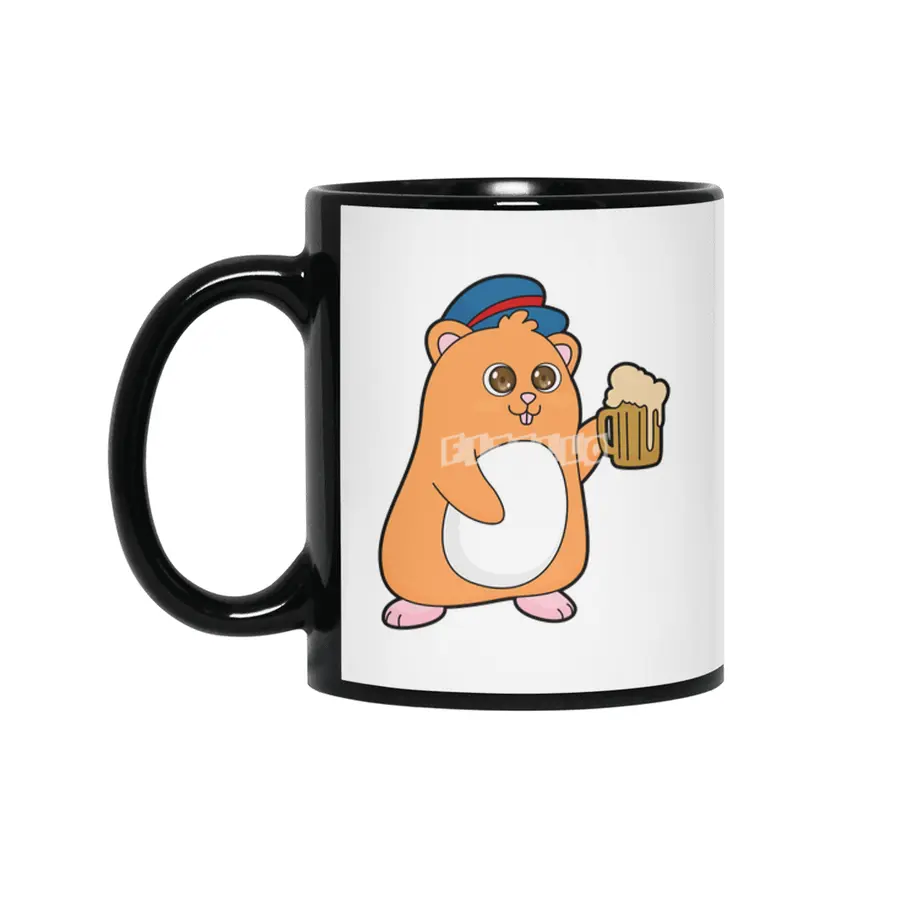 Hamster with Beer Siyah Kupa