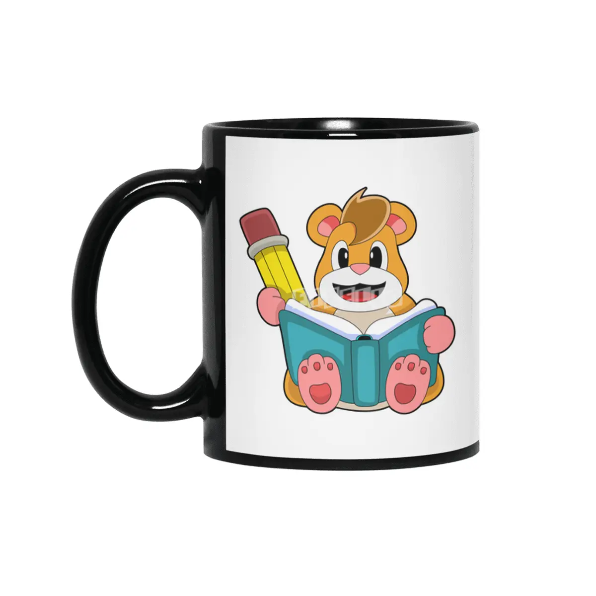 Hamster with Book & Pen Siyah Kupa