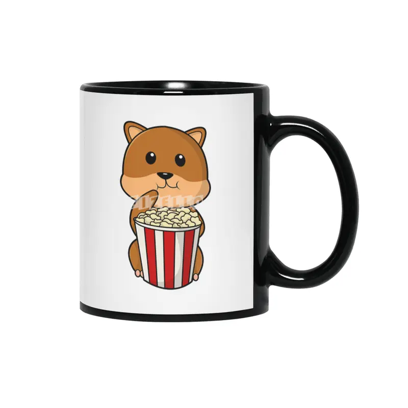 Hamster with Cone of Popcorn Siyah Kupa