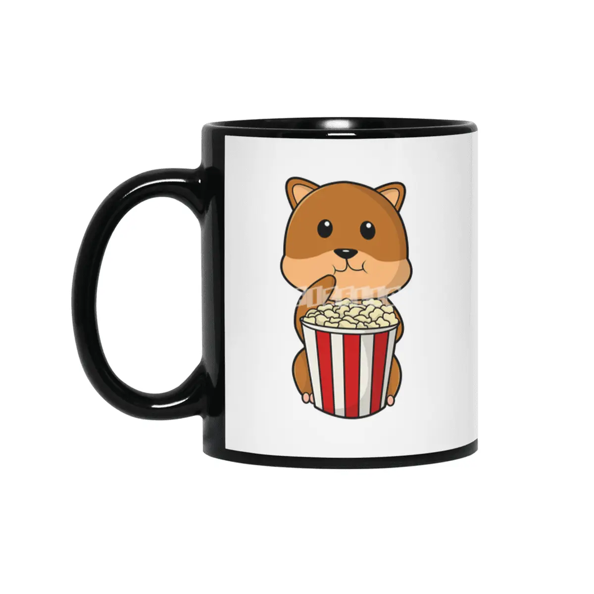 Hamster with Cone of Popcorn Siyah Kupa