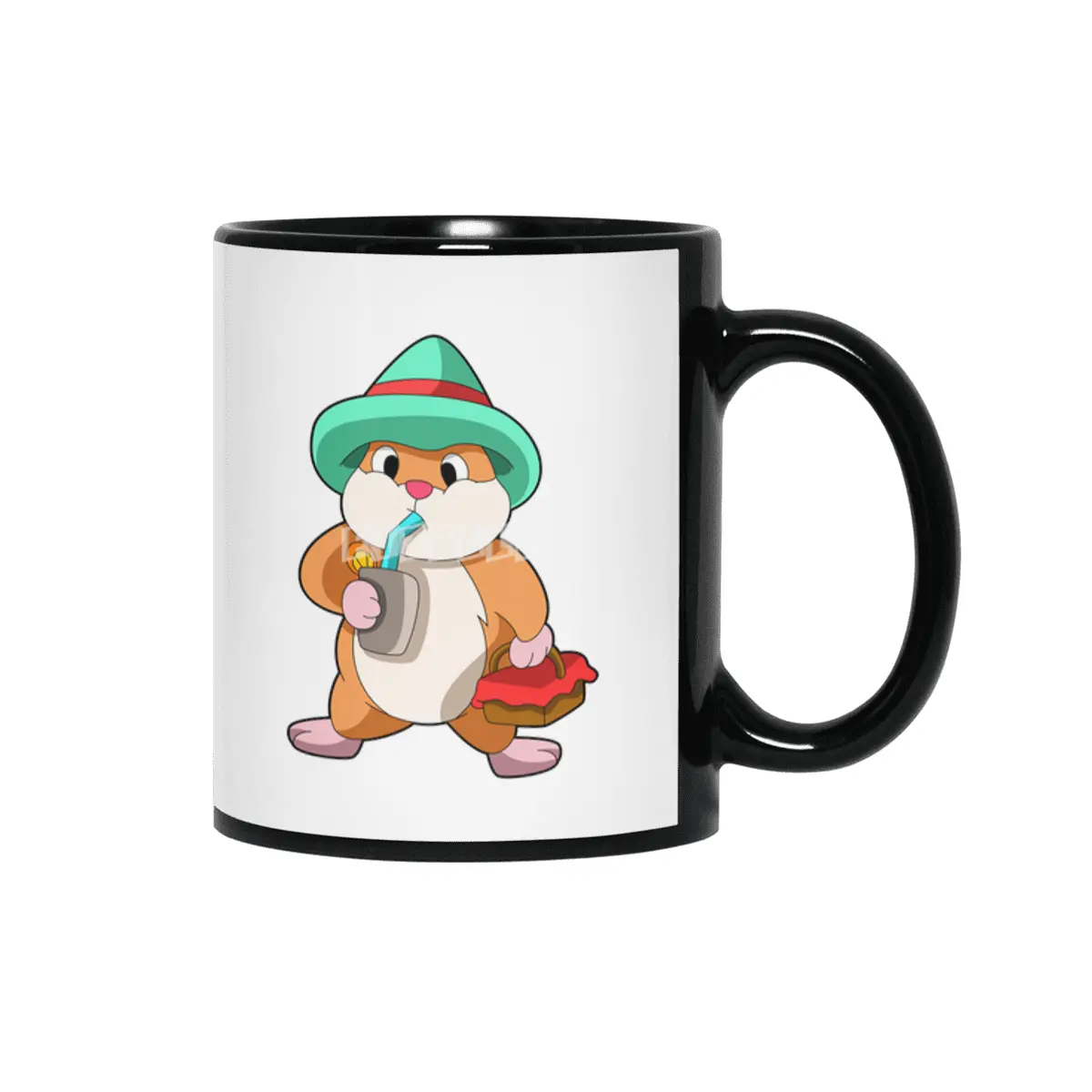 Hamster with Food and Drink Siyah Kupa