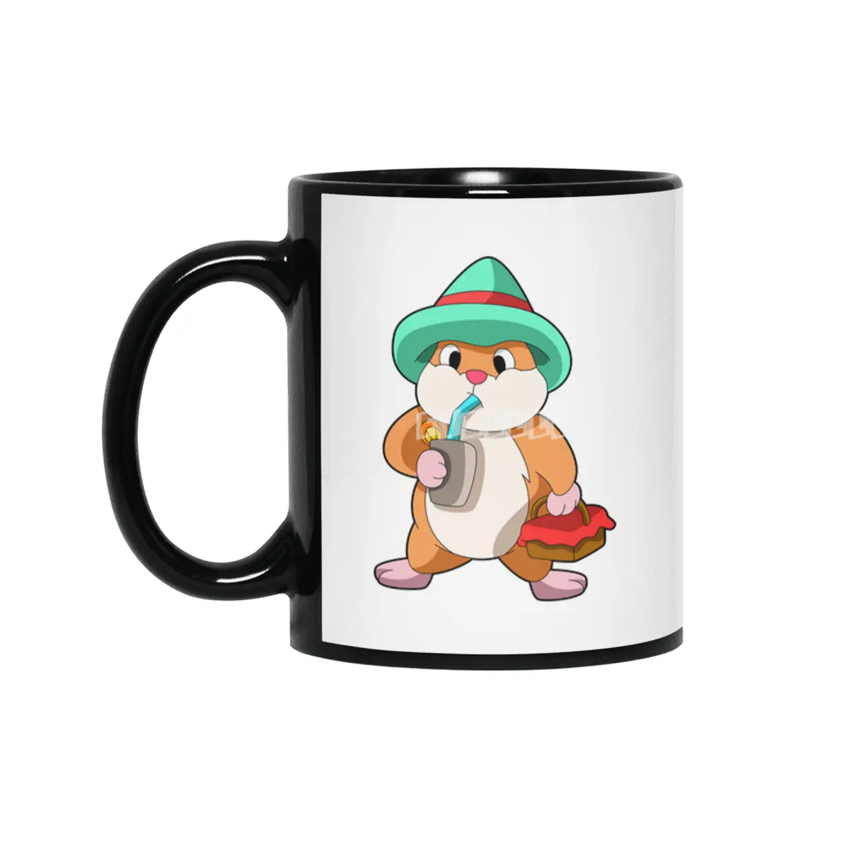 Hamster with Food and Drink Siyah Kupa