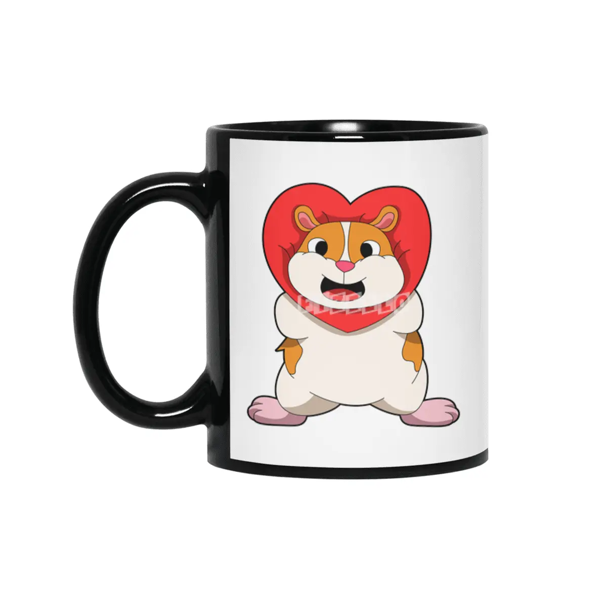 Hamster with Heart Siyah Kupa