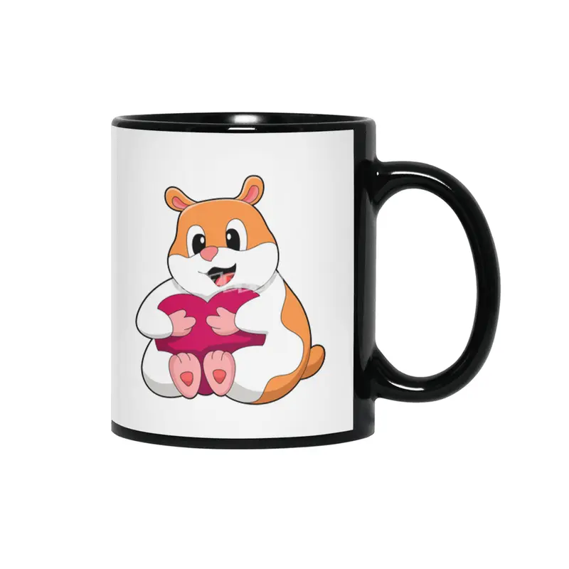 Hamster with Heart Siyah Kupa