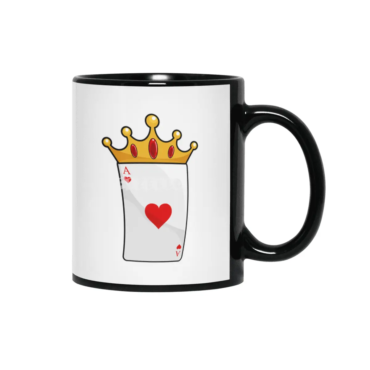 Hearts Ace with Queen Crown Siyah Kupa