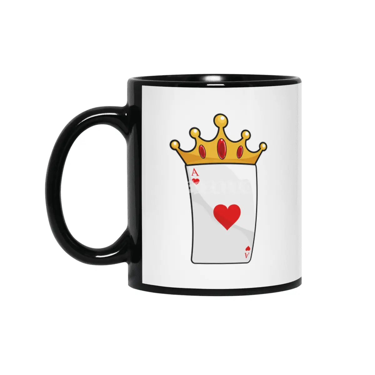 Hearts Ace with Queen Crown Siyah Kupa