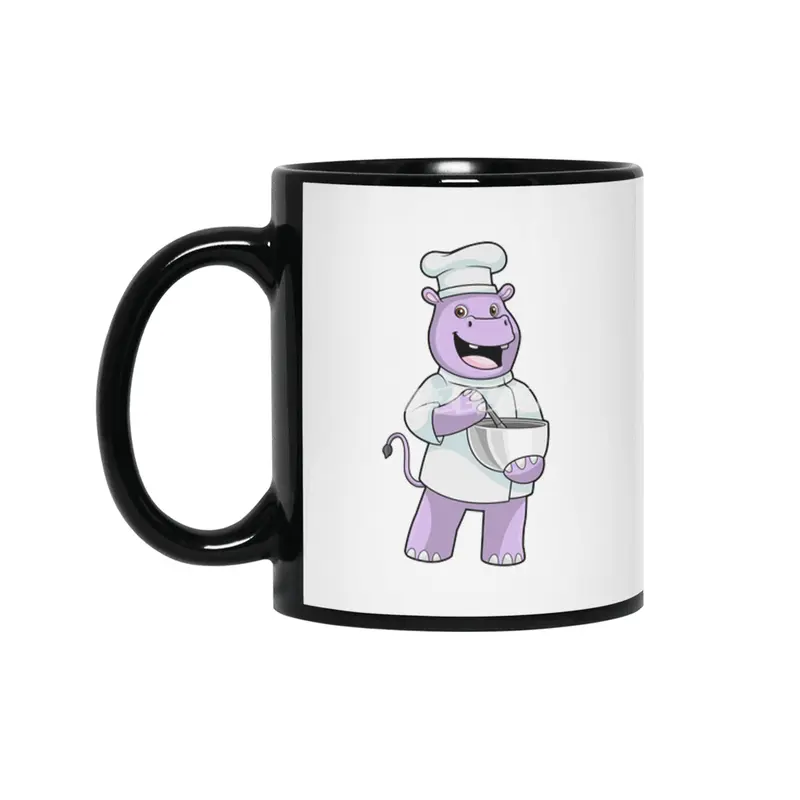 Hippo as Chef with Bowl Siyah Kupa