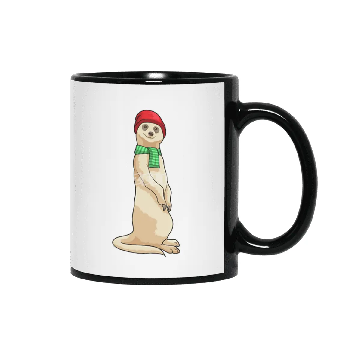 Meerkat with Hat and Scarf Siyah Kupa